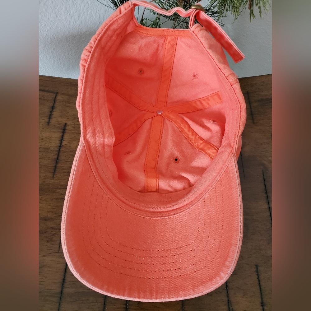 Vintage Washed Coral Peach Faded Orange Blank Baseball Cap Adjustable Strapback - Picture 3 of 6